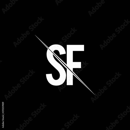 SF logo monogram with slash style design template