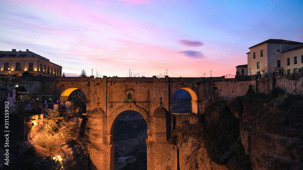 Twilight sky scene at Ronda sunset with the with the 