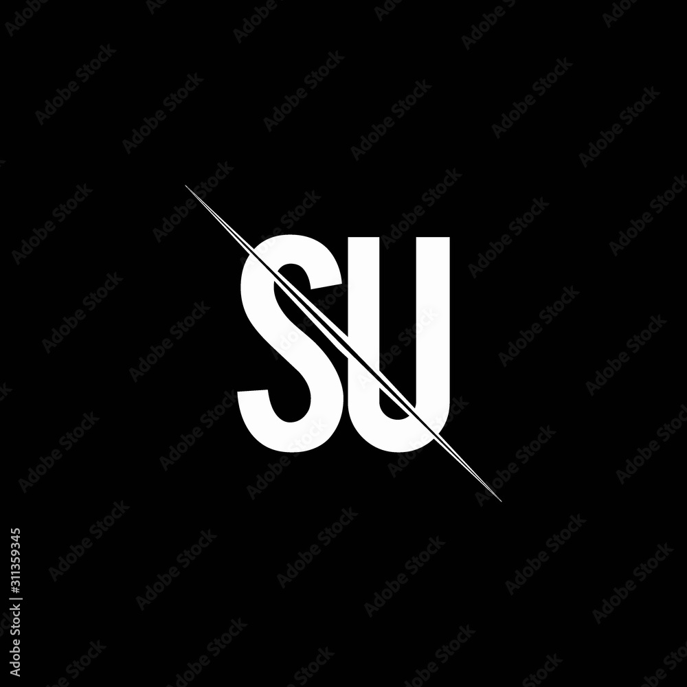 SU logo monogram with slash style design template