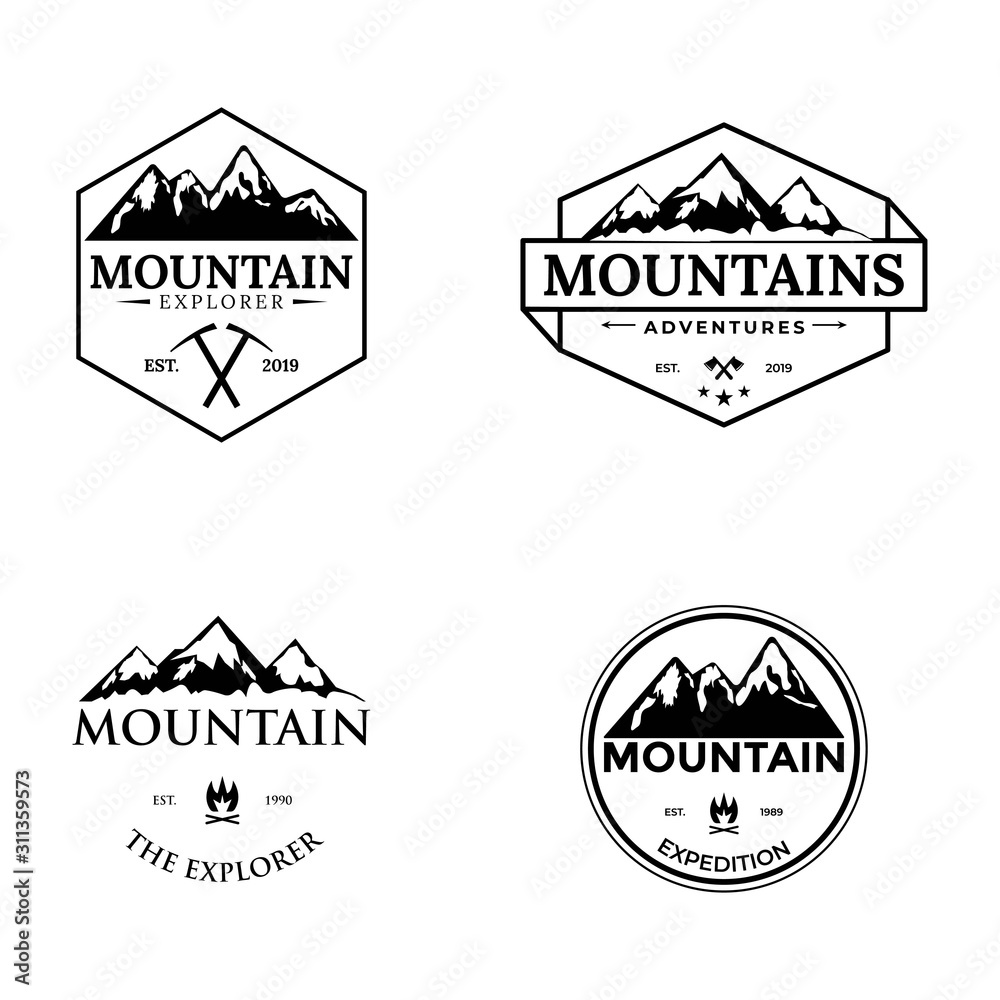 Obraz premium Set of vector mountain and outdoor adventures logo