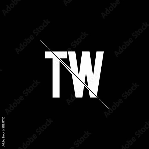 TW logo monogram with slash style design template