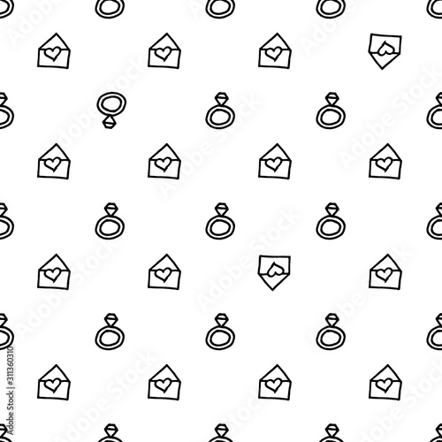 valentine love vector seamless pattern. Freehand love symbol illustrations