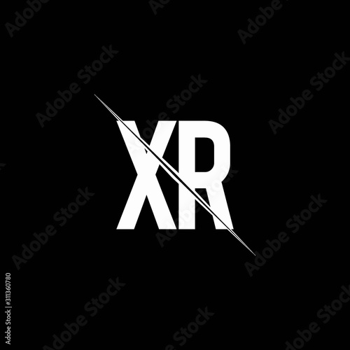 XR logo monogram with slash style design template