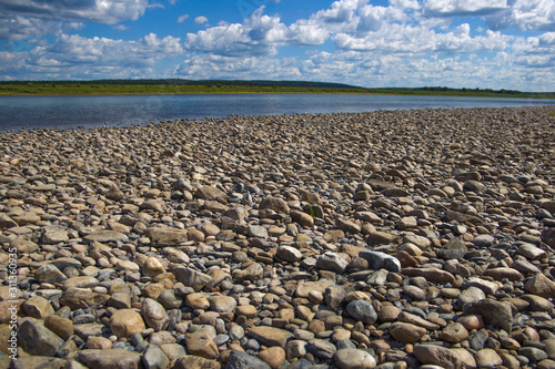 abstracted stone shore and rocks on different backgrounds