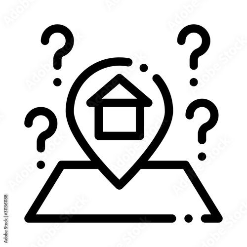 Gps Mark With House Icon Vector. Outline Gps Mark With House Sign. Isolated Contour Symbol Illustration