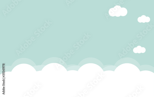 Sky blue background with white clouds vector illustration
