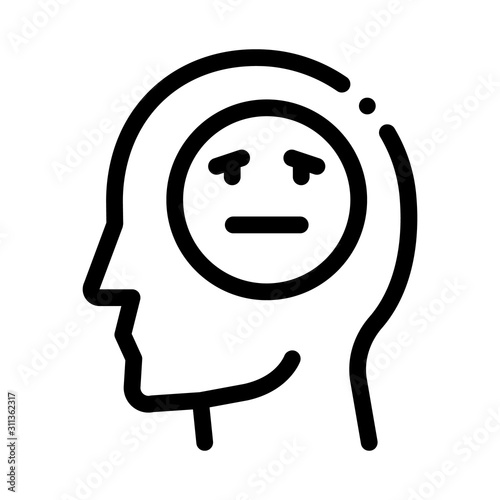 Man Melancholy Smiley Icon Vector. Outline Man Melancholy Smiley Sign. Isolated Contour Symbol Illustration