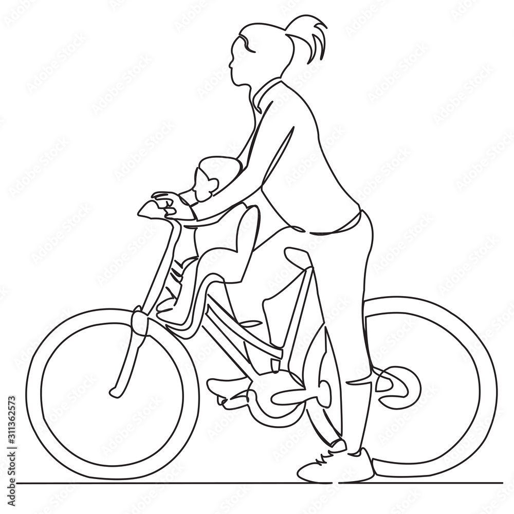 Fototapeta mama z dzieckiem na rowerze