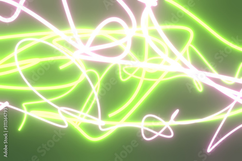 Illustrations of neon grow lights, geometric lines for graphic design or wallpapers. 3D render. © BentChang