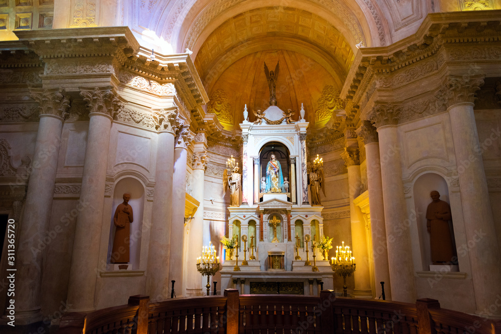 Catholic altar in the temple, Asuncion, Paraguay.