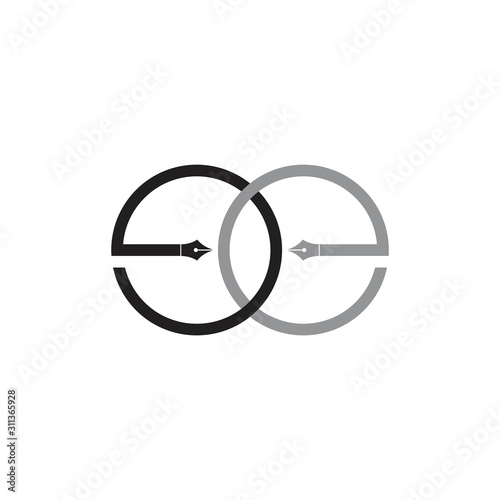 letter ee pen writer education symbol logo vector