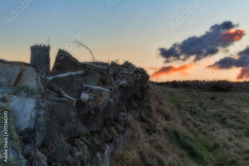 sunset at a churchyard