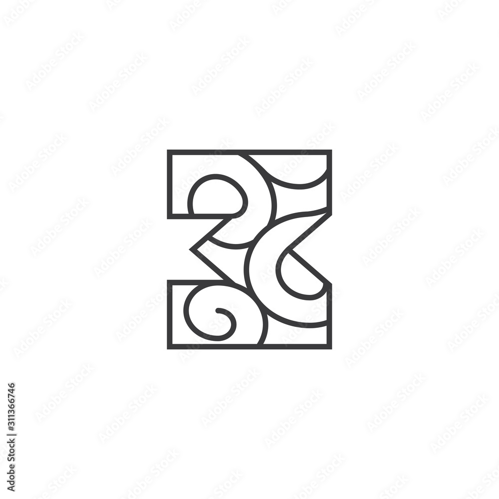 number 3 curves thin lines art logo vector number 3 curves thin lines art logo vector