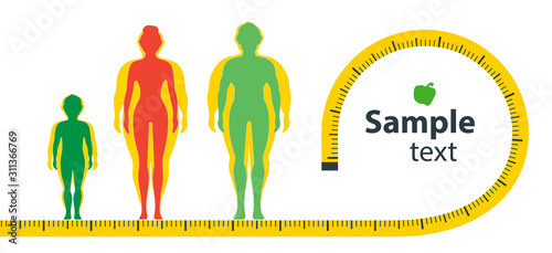 Weight loss concept. Fat and thin man and woman.	