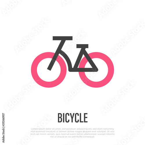 Bicycle thin line icon. Transport public sign. Vector illustration.