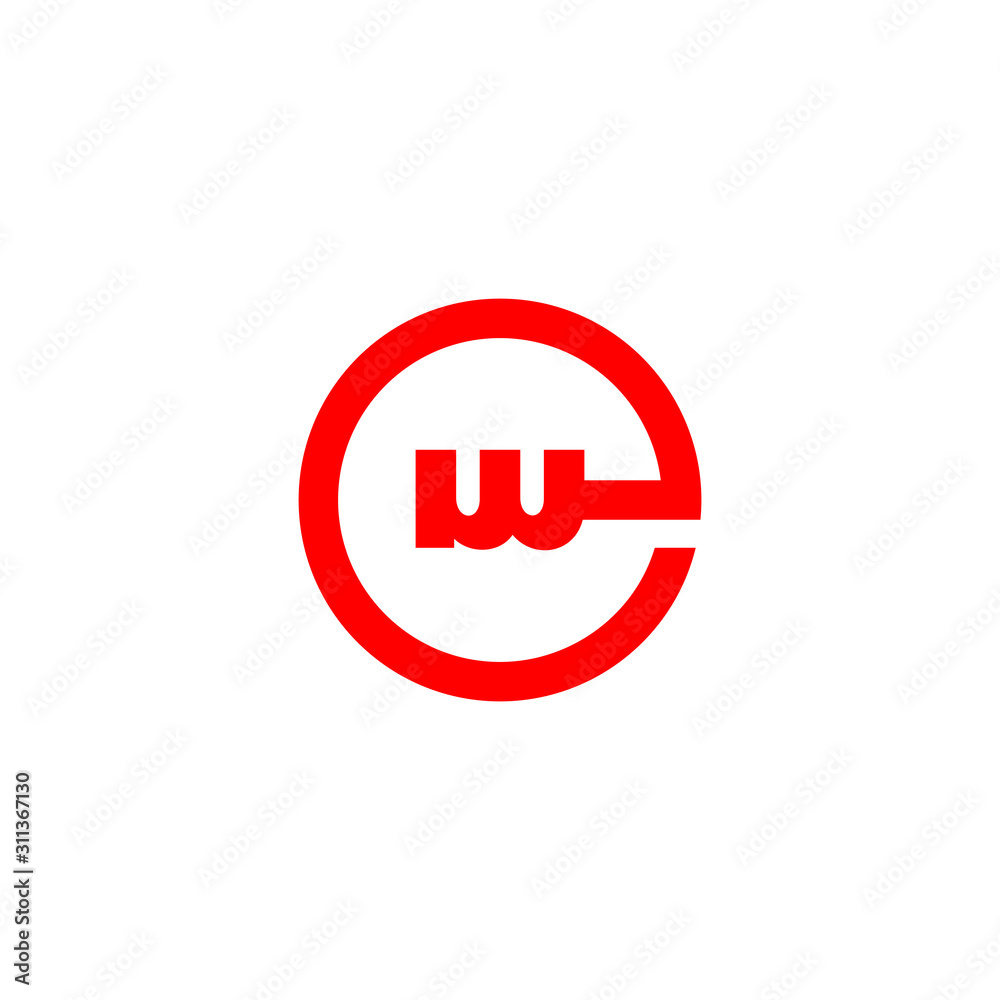 letter ew circle geometric simple logo vector letter ew circle geometric simple logo vector