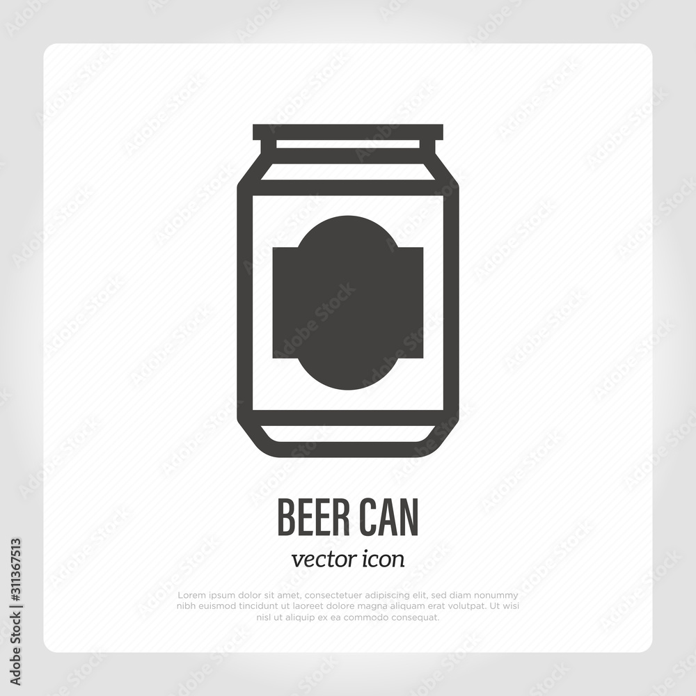 Beer can thin line icon with place for logo. Vector illustration. Beer can thin line icon with place for logo. Vector illustration.