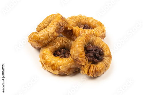 Tasty baklava isolated on white background.
