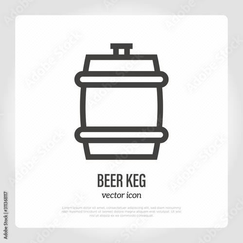 Beer keg thin line icon. Vector illustration of barrel.