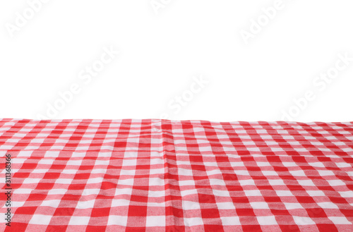 The checkered tablecloth. 