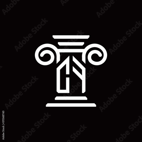 CF monogram logo with pillar style design template