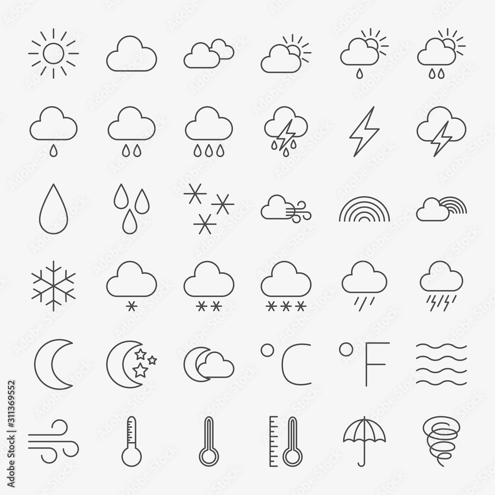 Weather Line Icons Set Weather Line Icons Set