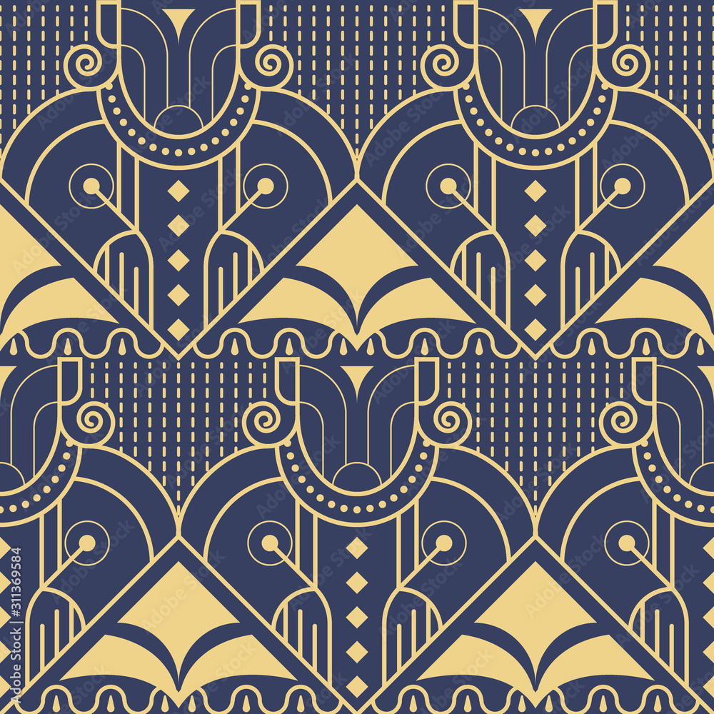 Abstract Art Deco pattern with decorative elements