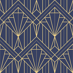 Wandcirkels Blauw goud patronen Abstract art deco motief blauwtinten  © lumyaisweet
