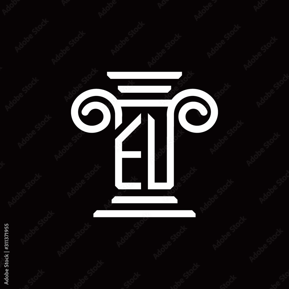EU monogram logo with pillar style design template EU monogram logo with pillar style design template
