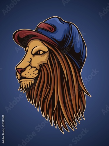 Vaping lion in rapper style illustration