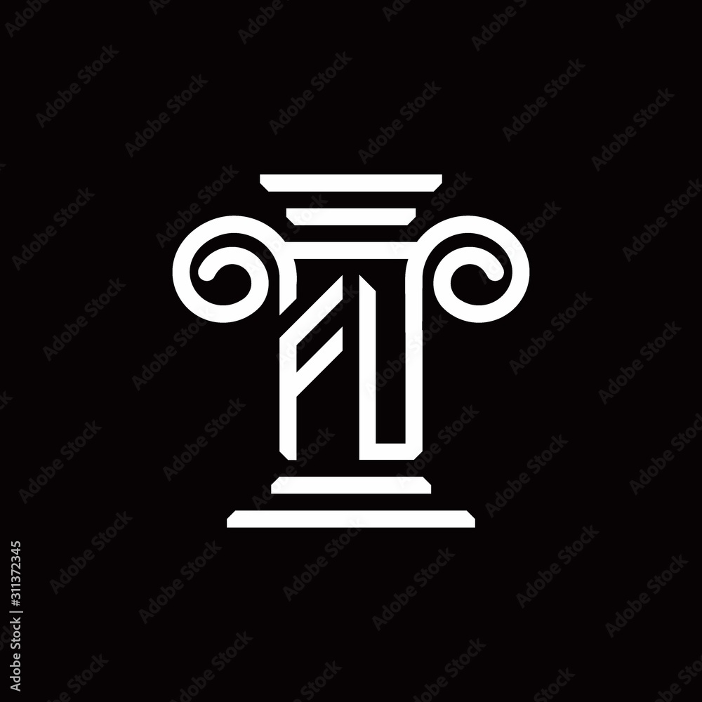 FU monogram logo with pillar style design template FU monogram logo with pillar style design template