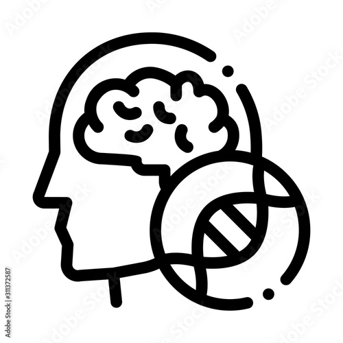 Man Head Brain Molecule Icon Vector. Outline Man Head Brain Molecule Sign. Isolated Contour Symbol Illustration