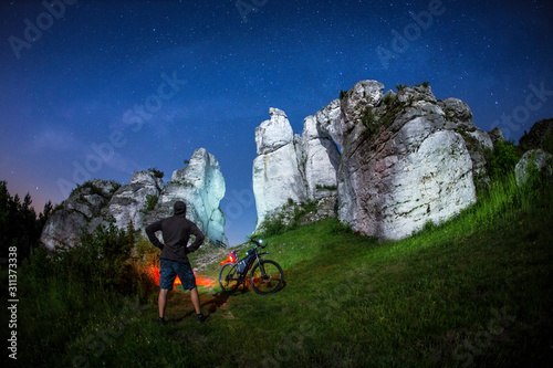 Limestone Rocks at night photo