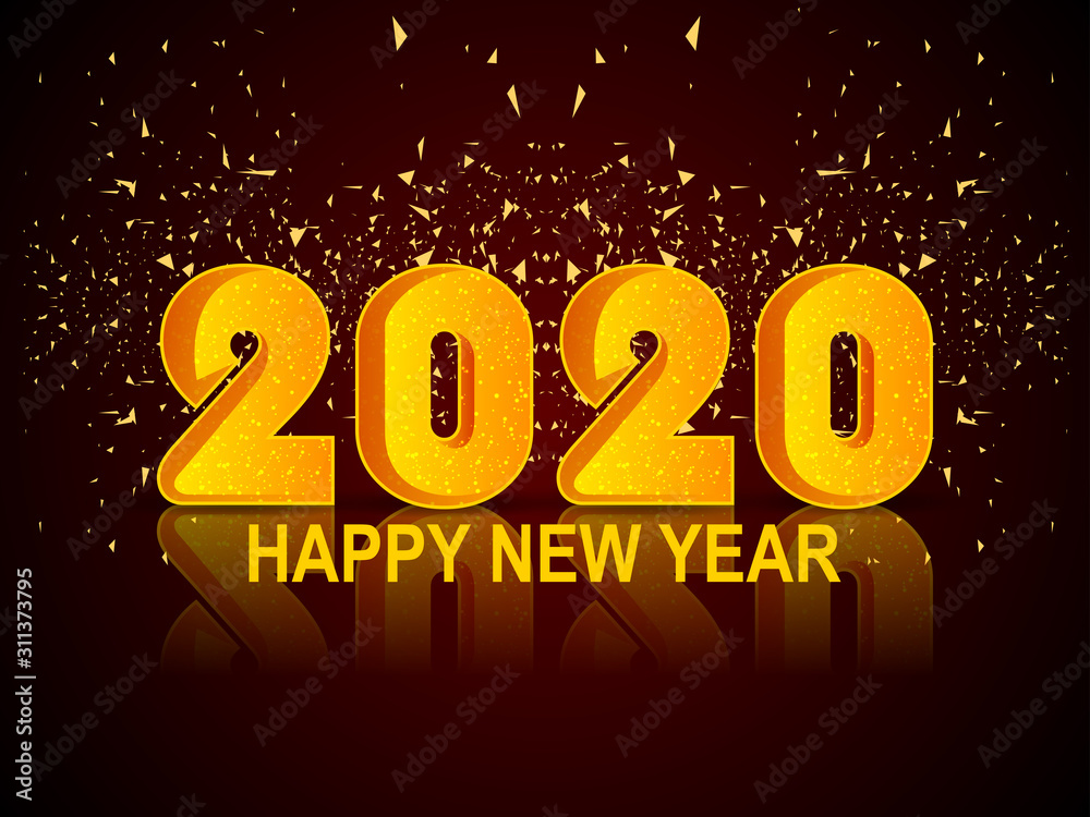 easy to edit vector illustration of Happy New Year 2020 wishes seasonal greeting background