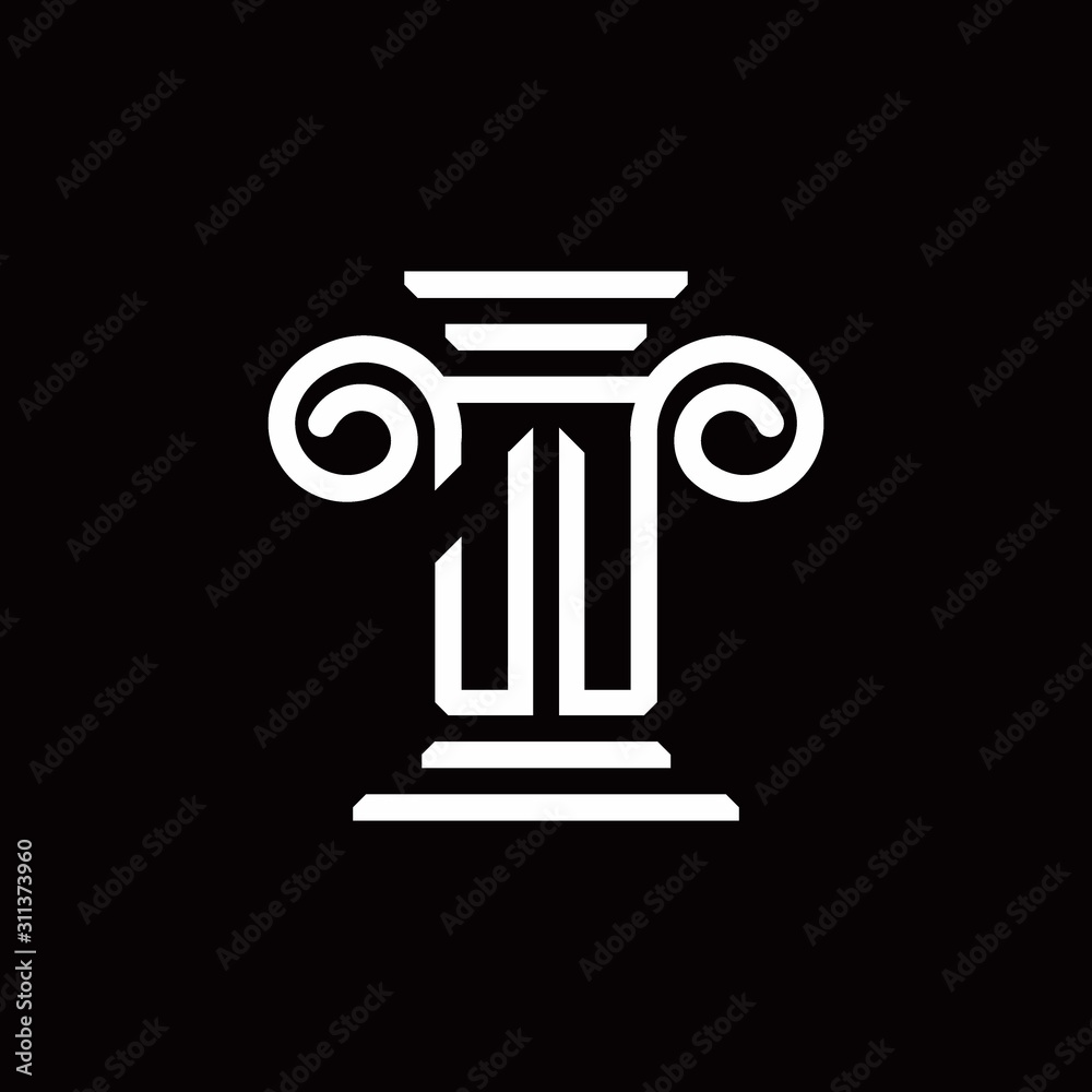 JU monogram logo with pillar style design template JU monogram logo with pillar style design template
