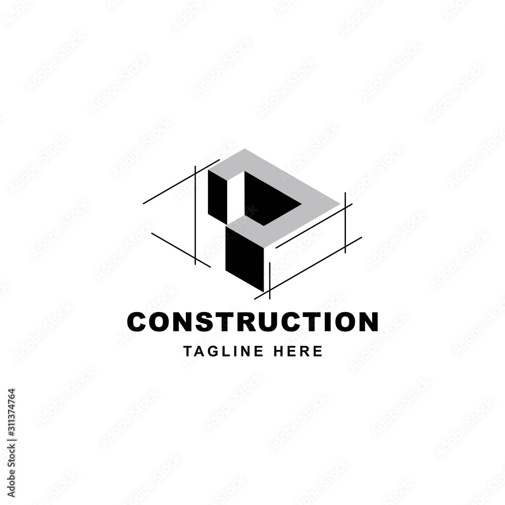 Construction logo design with letter J shape icon. Initial letter J on ...