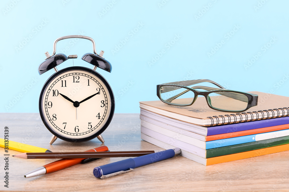 Concept Education or business : a lot of book with fashion glass Concept Education or business : a lot of book with fashion glass