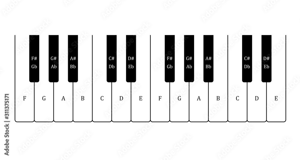 clavier 2 octaves en notation anglaise Stock Illustration | Adobe Stock
