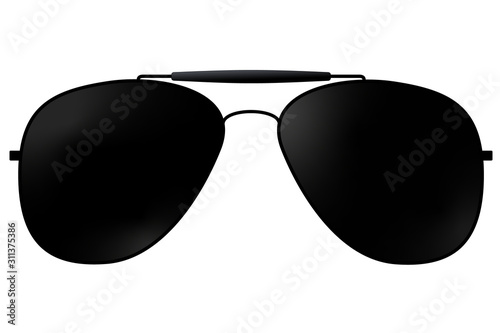 Summer black sunglasses with dark glasses. Vector illustration