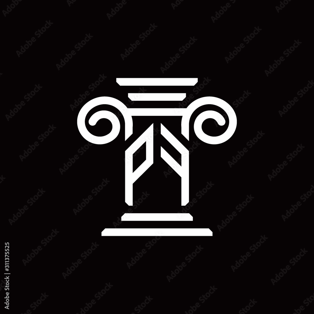 PF monogram logo with pillar style design template PF monogram logo with pillar style design template