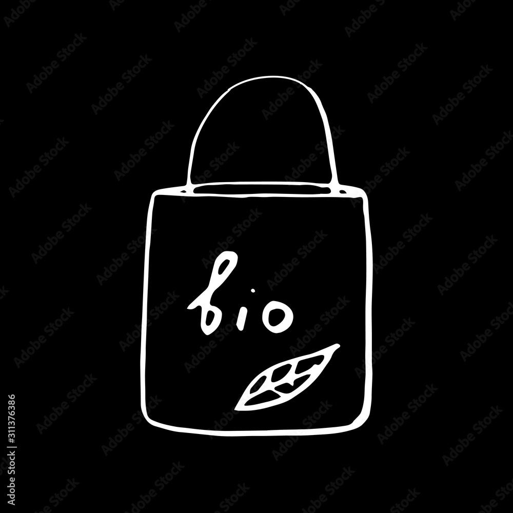  single hand drawn ecological bag in doodle style in vector