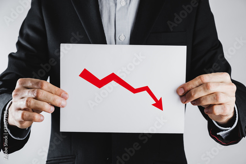 Fotografia Recession, financial difficulties in business or economical crisis sign