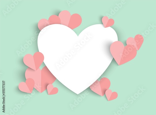 Valentines day pink vector background with heart shape
