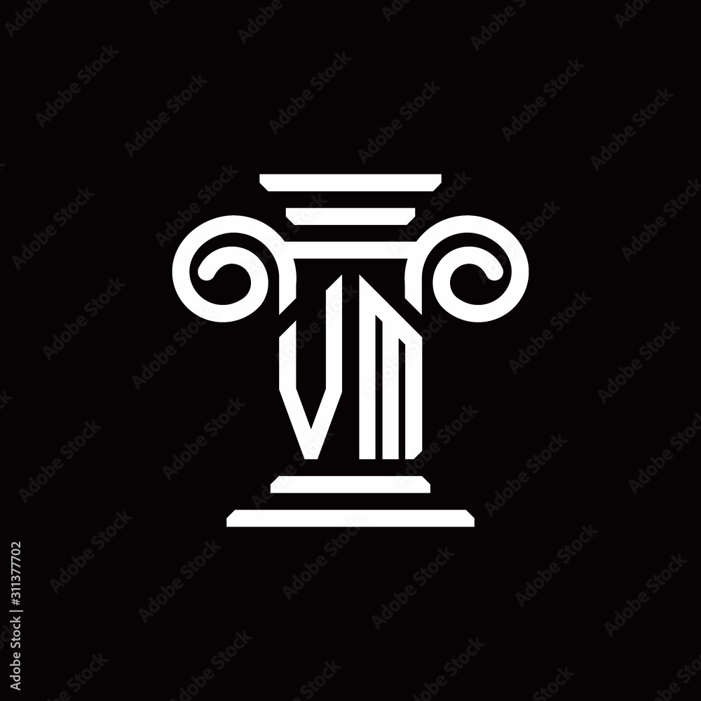 VM monogram logo with pillar style design template VM monogram logo with pillar style design template