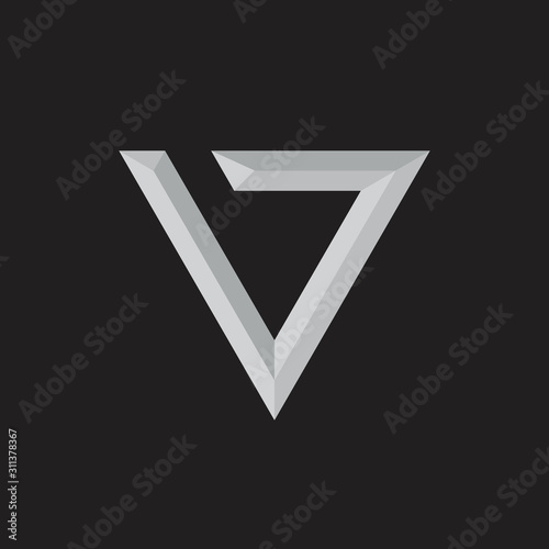 letter v triangle geometric logo vector