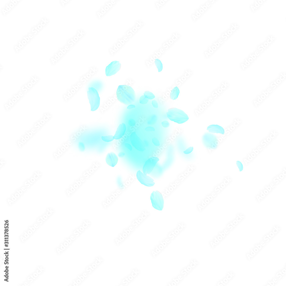 Turquoise flower petals falling down. Actual roman Turquoise flower petals falling down. Actual roman