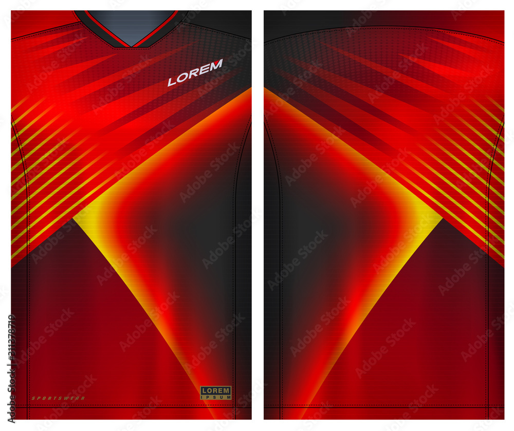 Fototapeta premium Fabric textile for Sport t-shirt ,Soccer jersey mockup for football club. uniform front and back view.