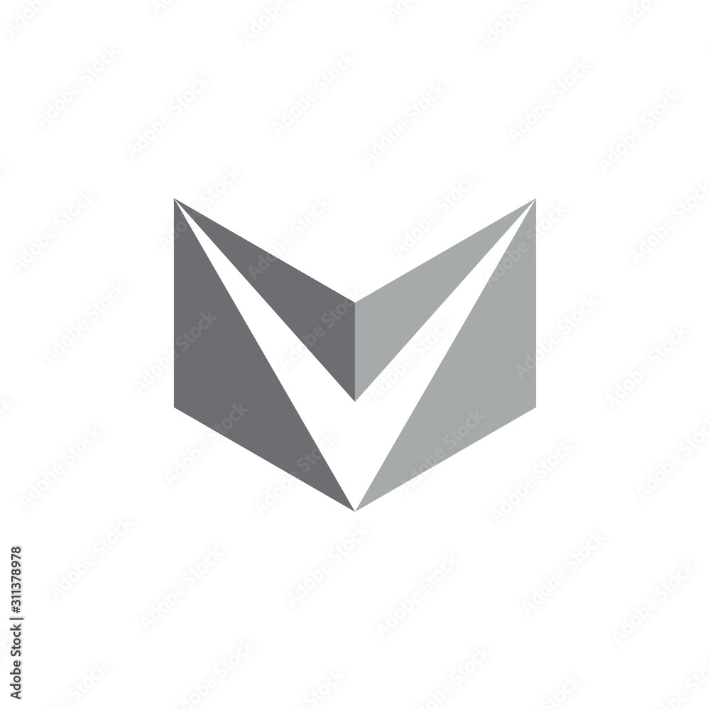 letter v 3d book geometric education modern logo vector letter v 3d book geometric education modern logo vector