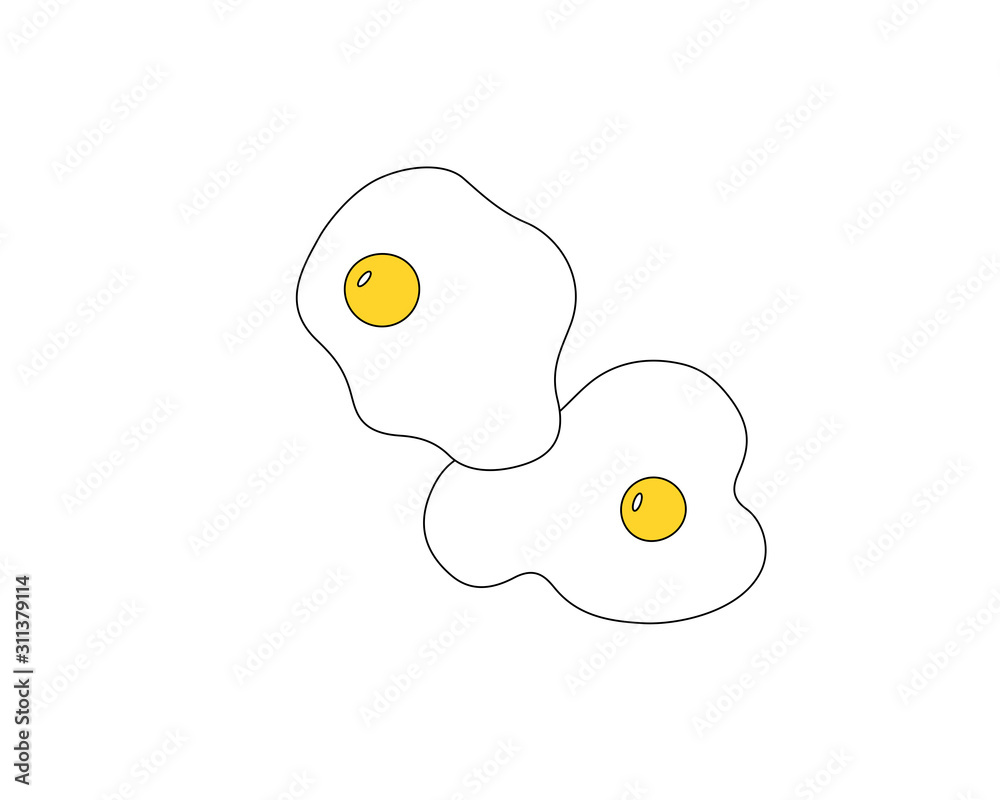 Cartoon drawing of two fried eggs sunny side up, vector illustration Stock Vector Adobe Stock