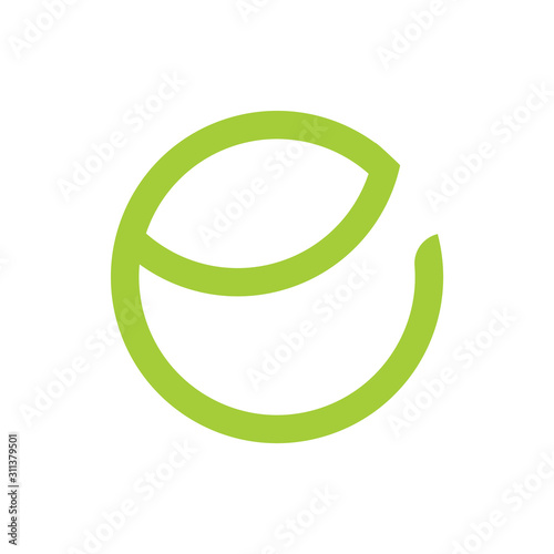 letter e leaf circle geometric line logo vector